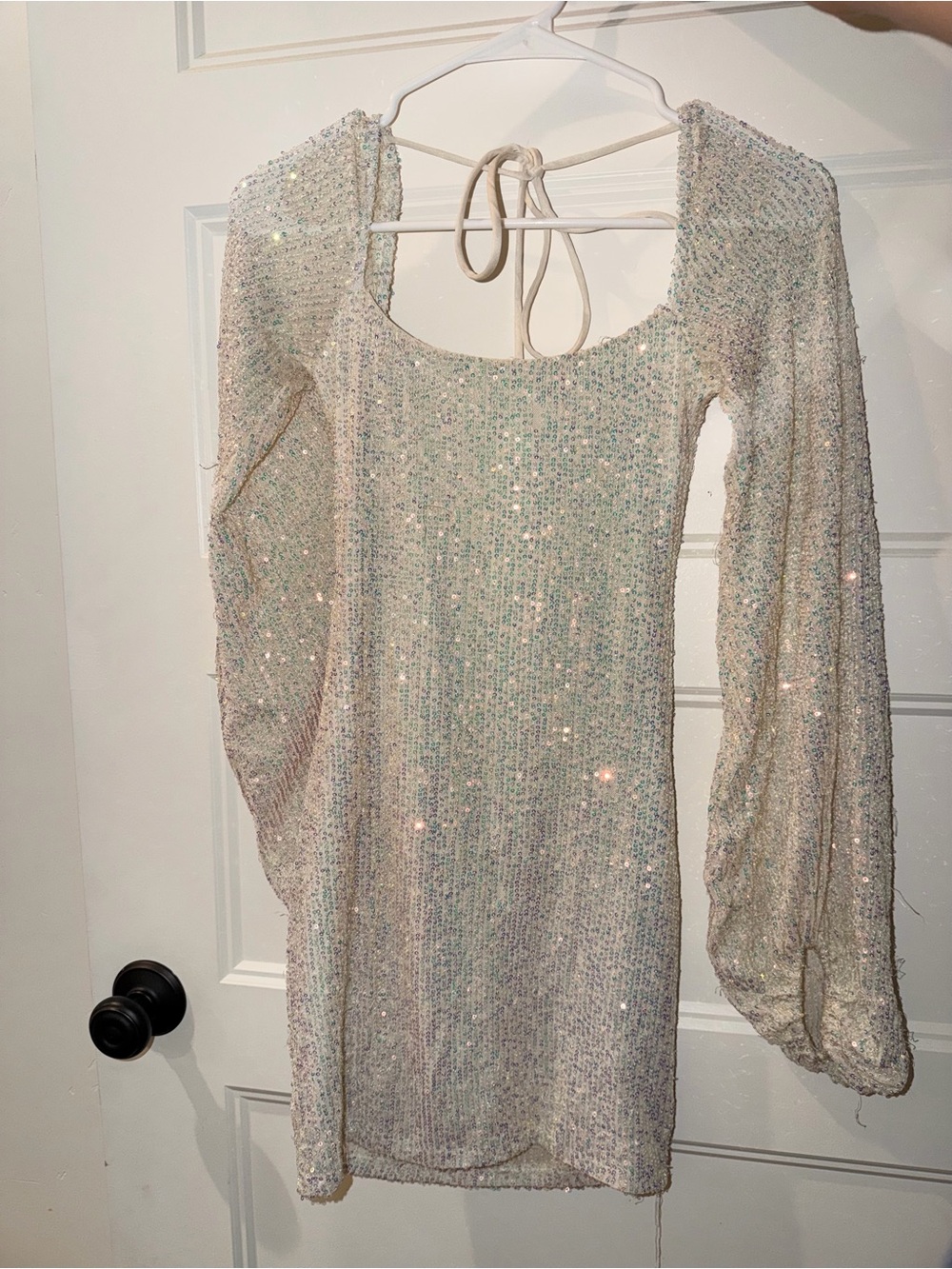 Lucy in the Sky Ivory Sequin Long-Sleeve Mini Dress